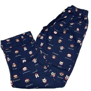 LANDS END Pajama Bottoms Womens 2-4 XS Navy Blue Flannel Holiday Dogs Christmas